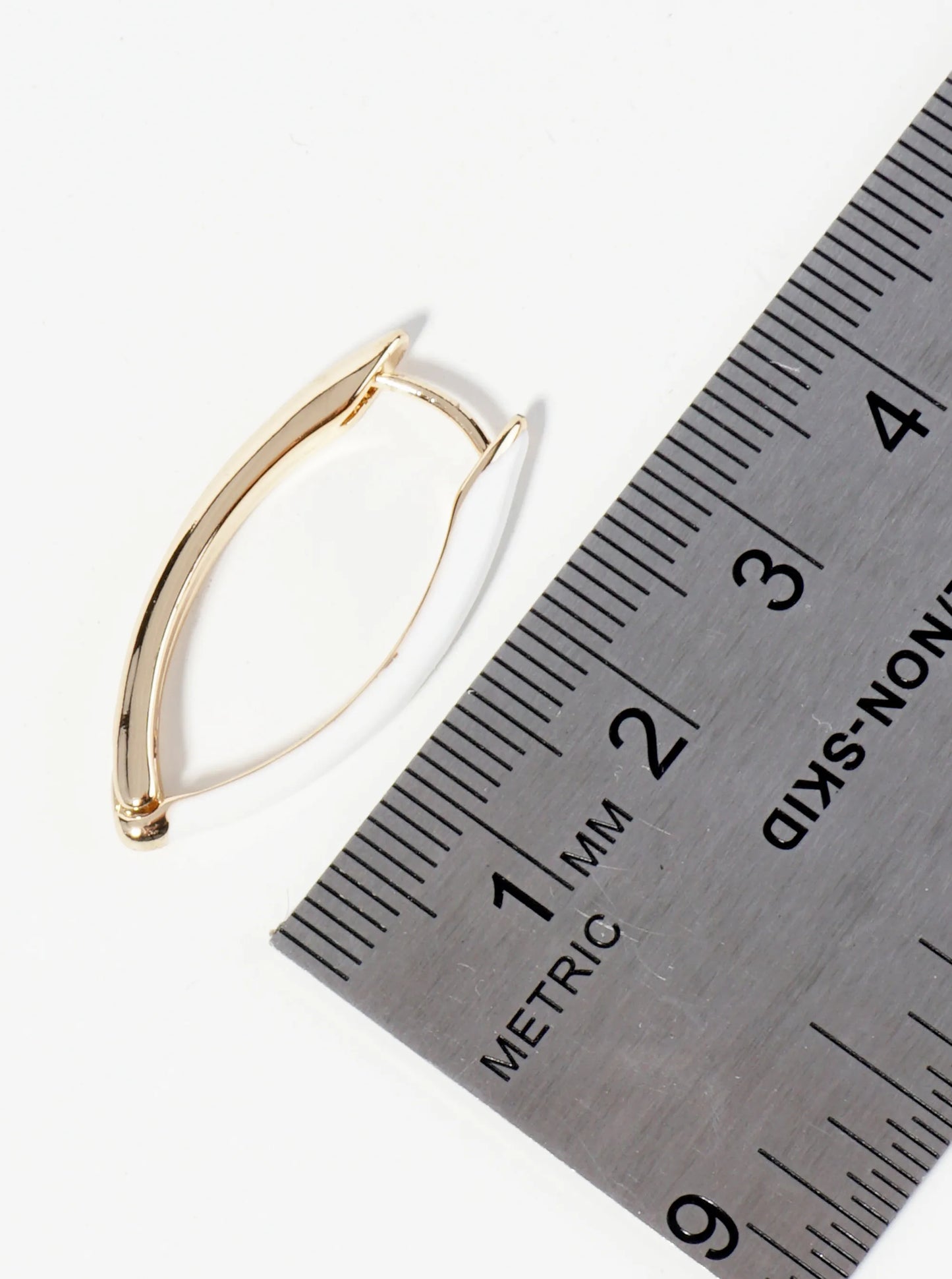 25mm Enamel Marquise Shape Minimalist Huggie Hoop Earrings