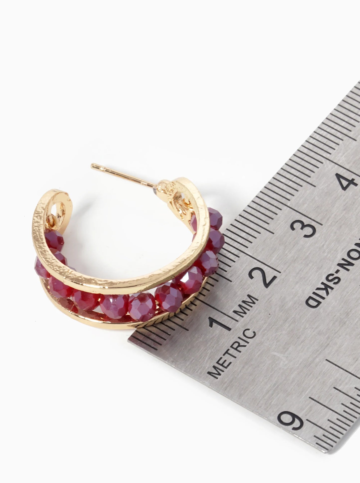 25mm Faceted Glass Beaded Open Hoop Earrings