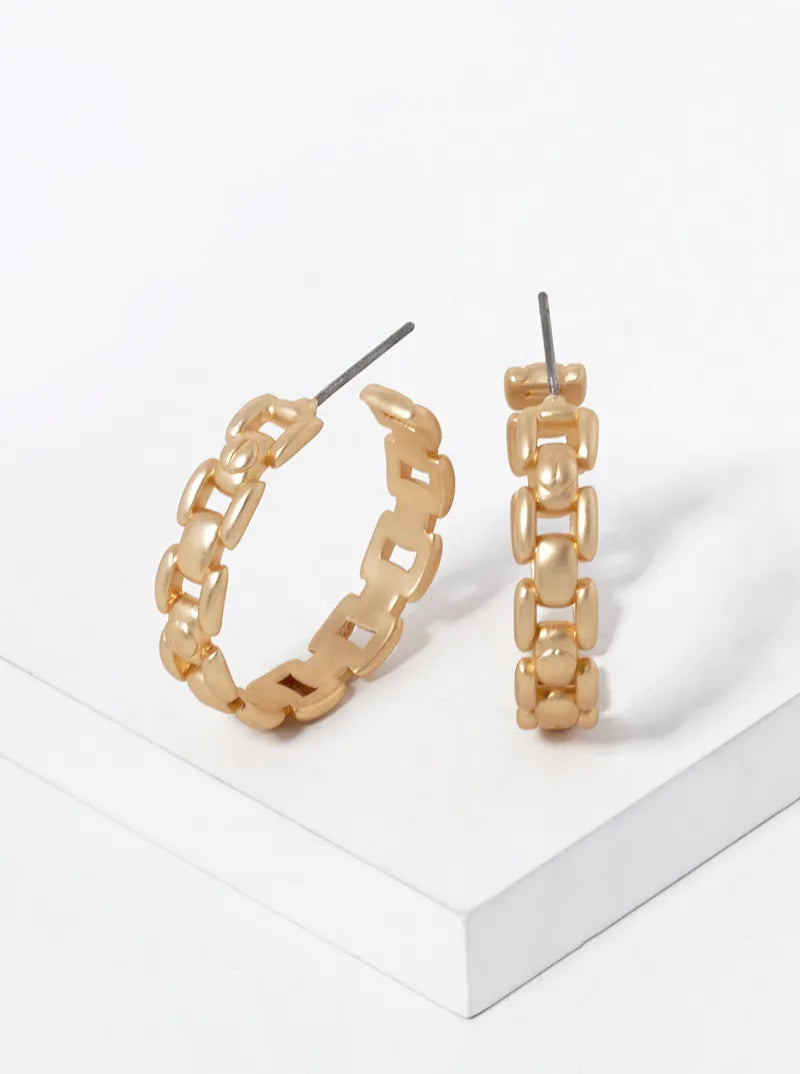 25mm Metal Chain Hoop Earrings