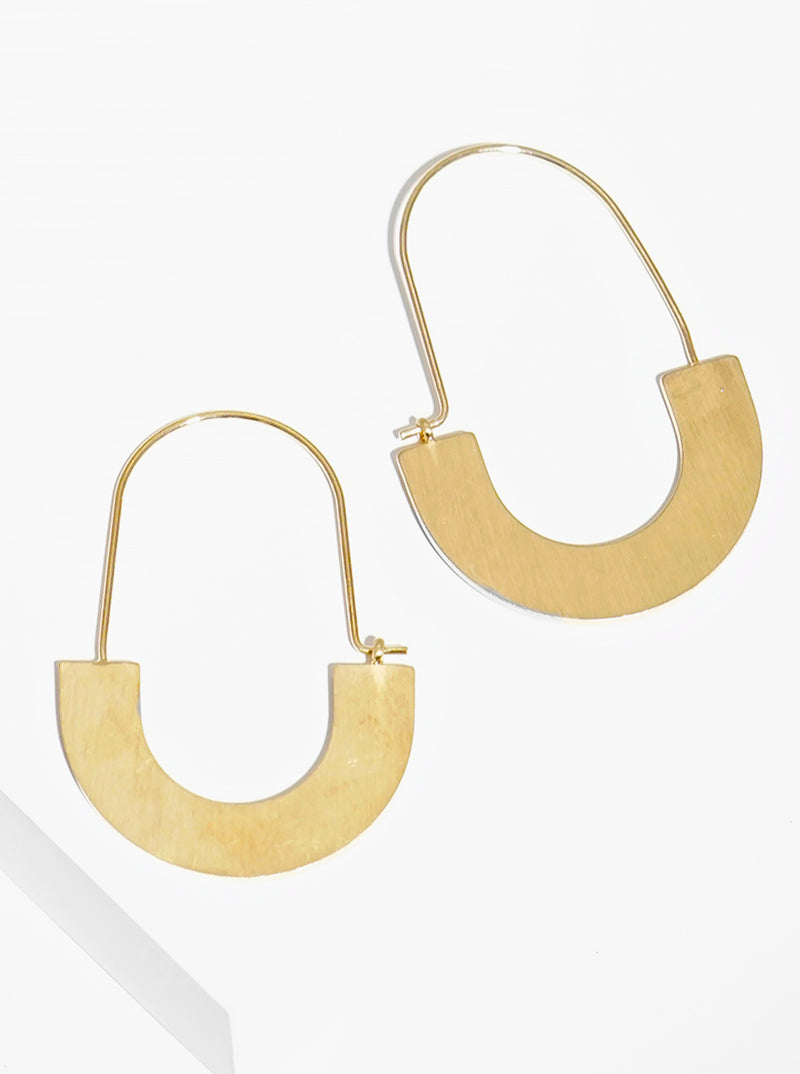 25mm Metal Semi-Circle Flat Hoop Earrings