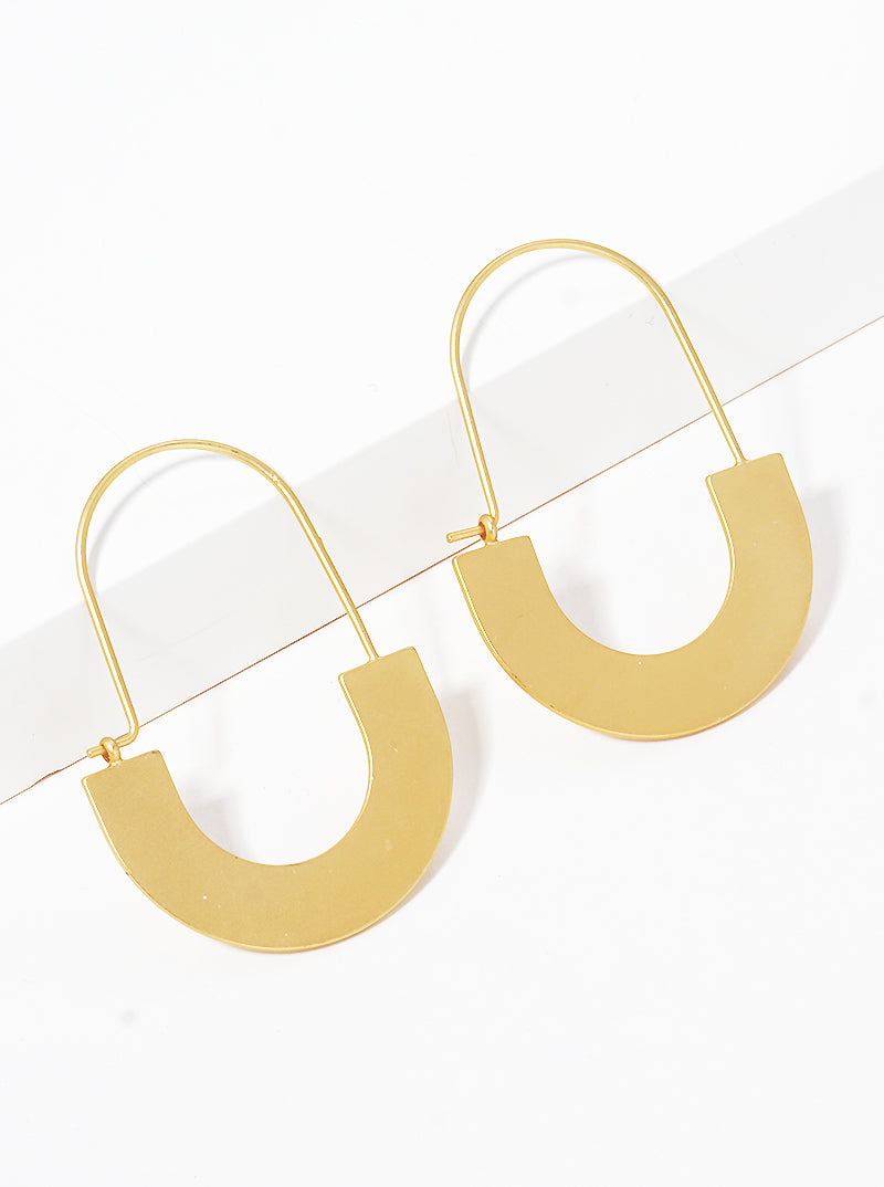 25mm Metal Semi-Circle Flat Hoop Earrings