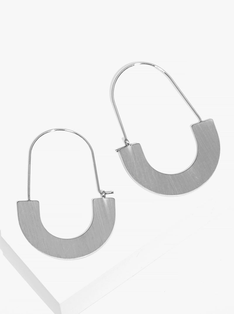 25mm Metal Semi-Circle Flat Hoop Earrings