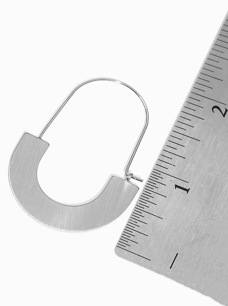 25mm Metal Semi-Circle Flat Hoop Earrings