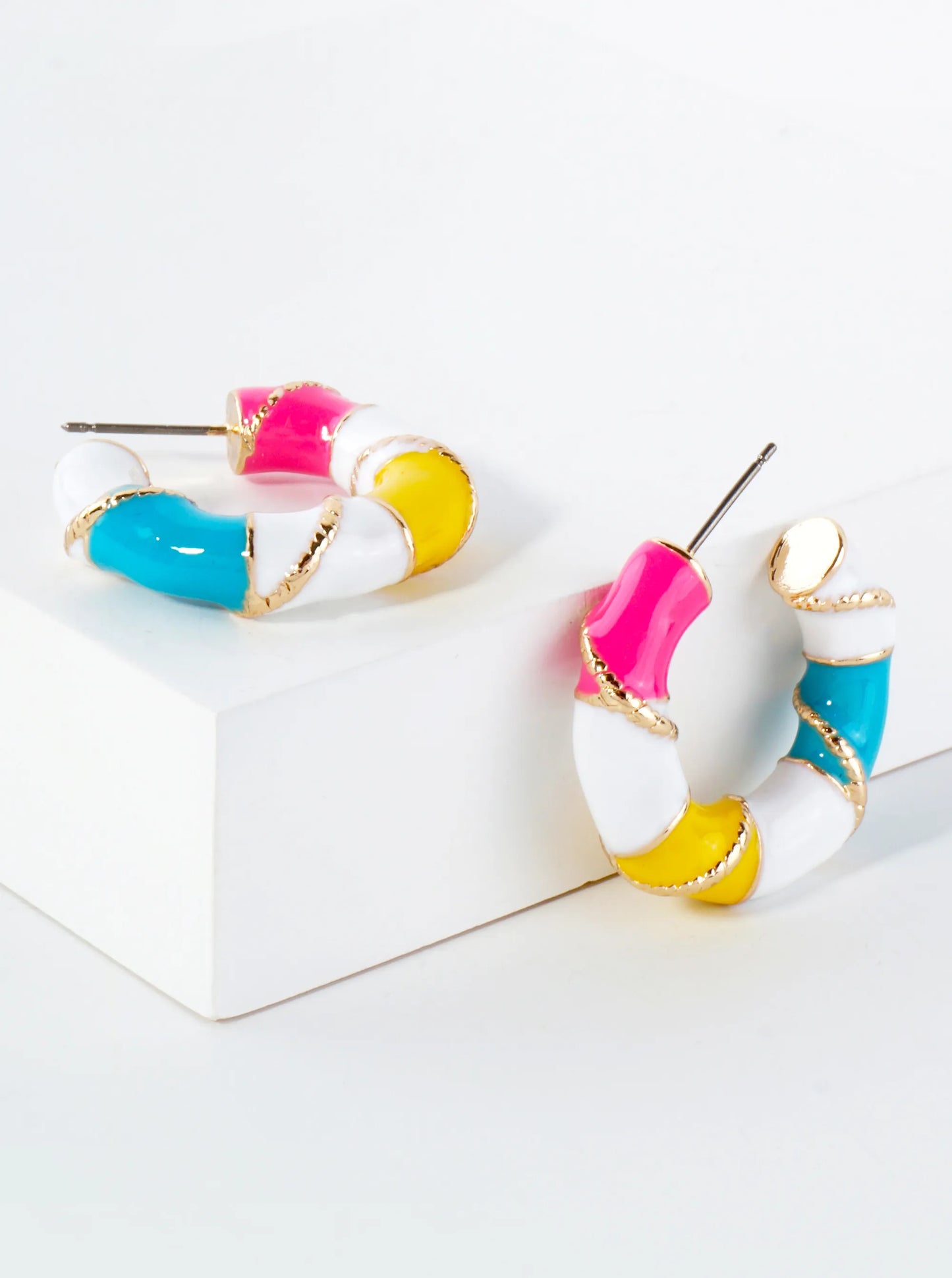 25mm Nautical Enamel Hoop Earrings