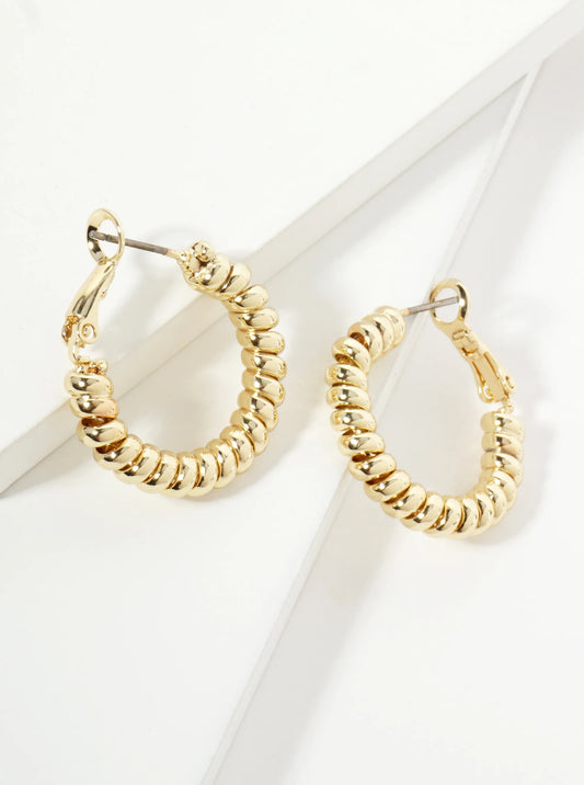 25mm Polished 14K-Gold-Dipped Spiral Latch-Back Hoop Earrings