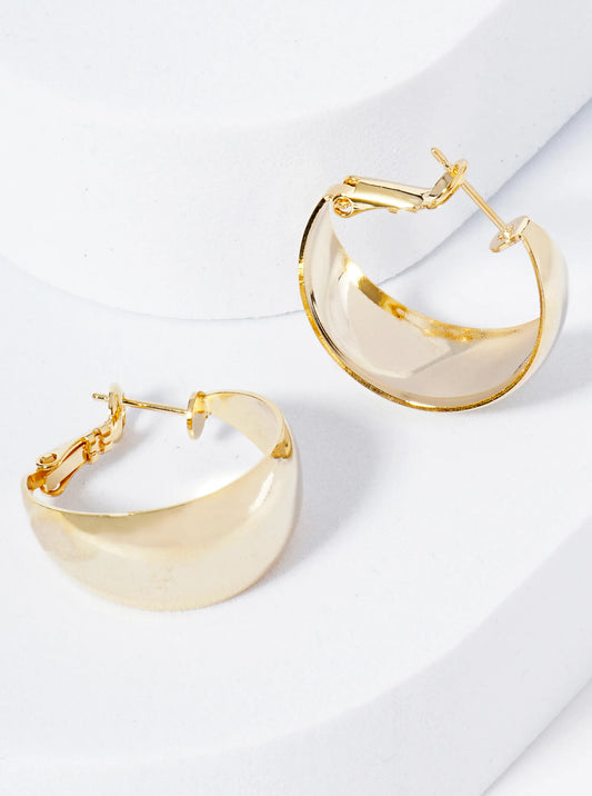 25mm Polished 14K-Gold-Dipped Tapered Latch Back Hoop Earrings