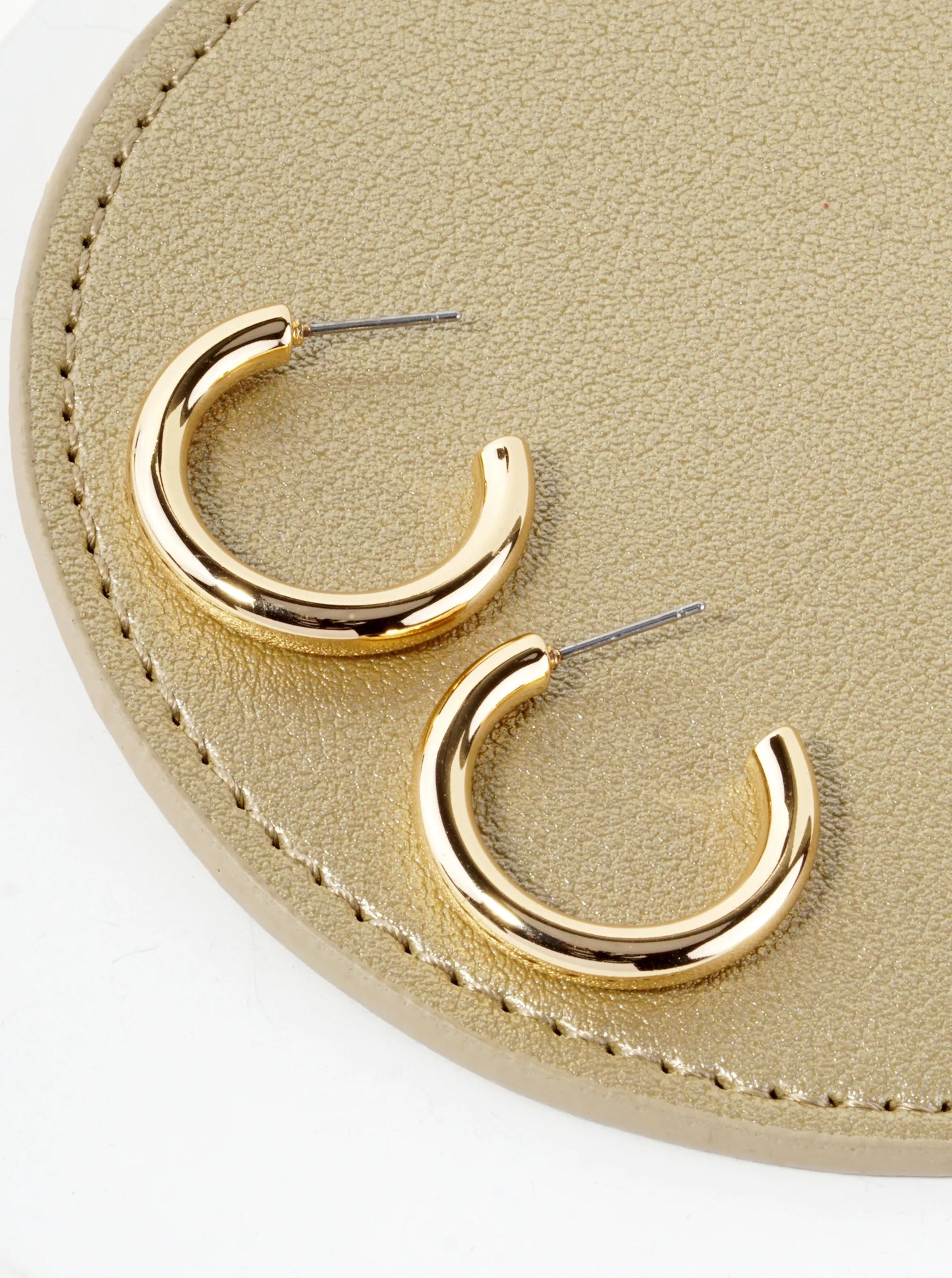 25mm Polished Brass Hollow Hoop Earrings