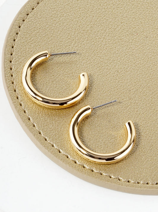 25mm Polished Brass Hollow Hoop Earrings