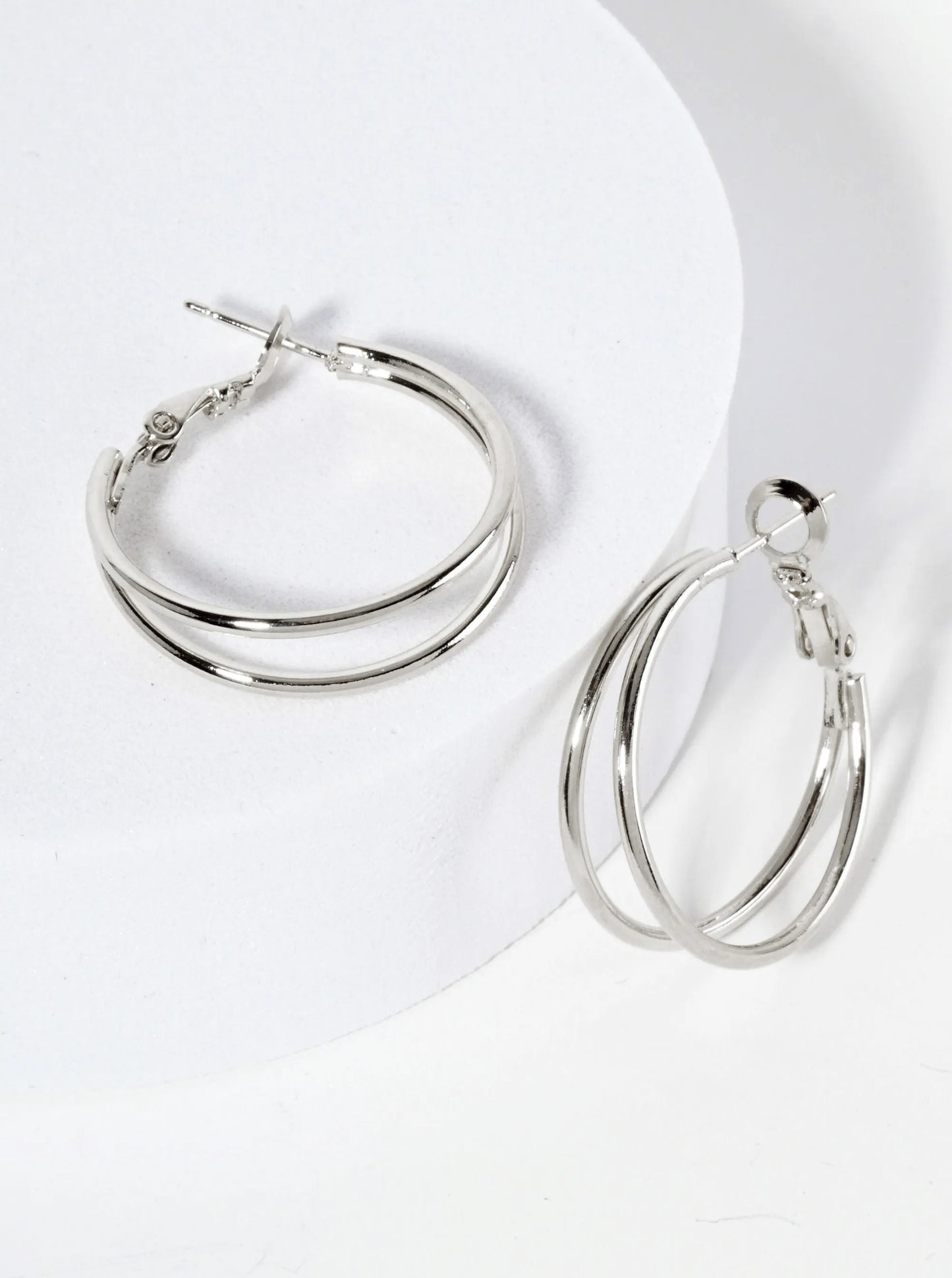 25mm Polished Brass Latch-back Double Hoop Earrings