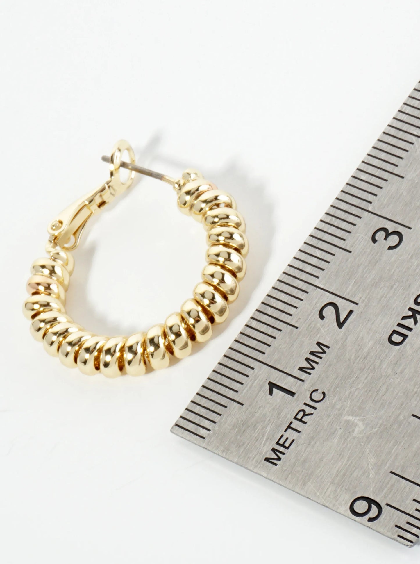 25mm Polished Metal Spiral Latch Back Hoop Earrings