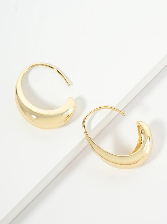 25mm Polished Metal Tapered Hoop Earrings