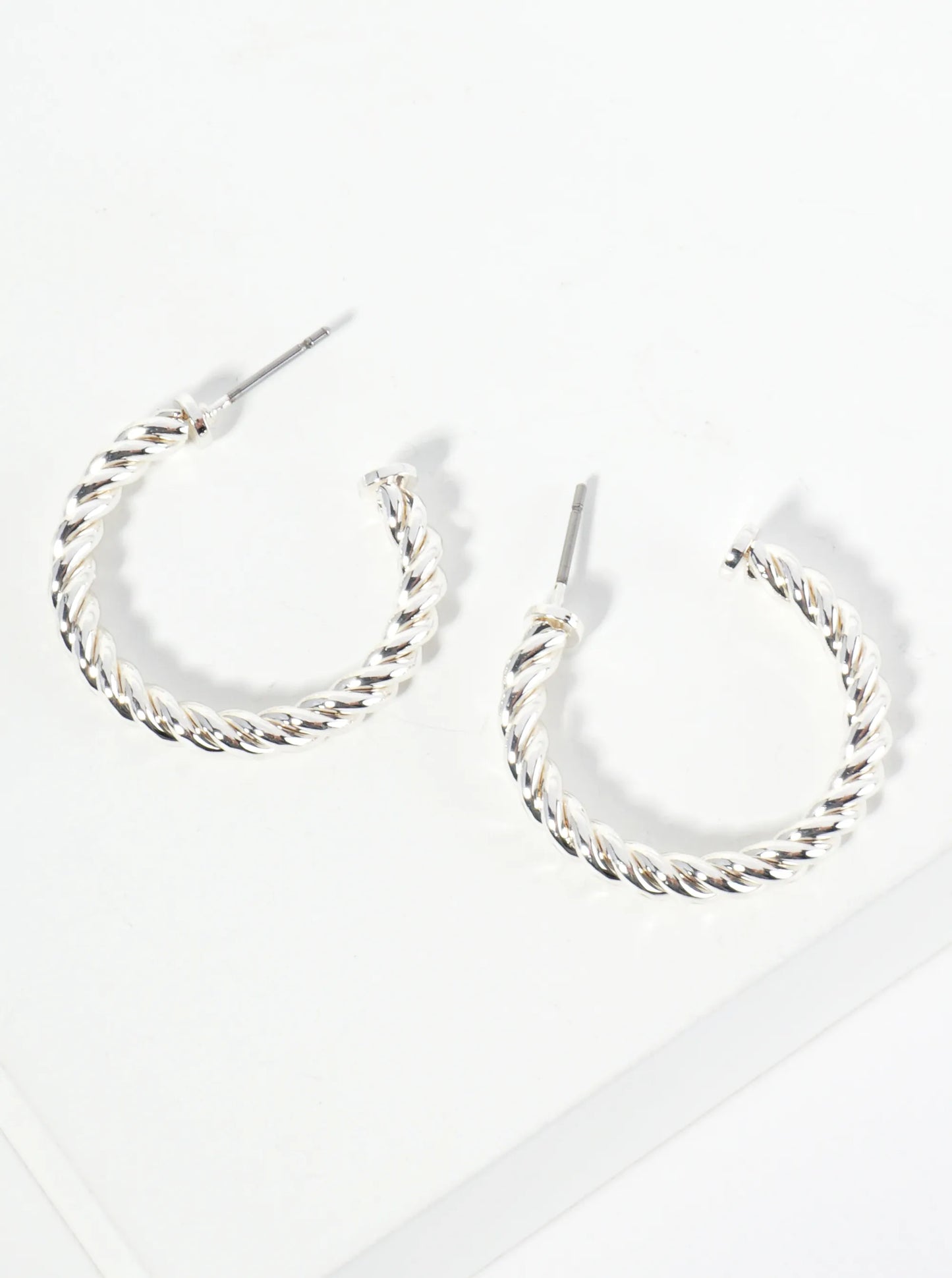 25mm Rope Textured Open Hoop Earrings