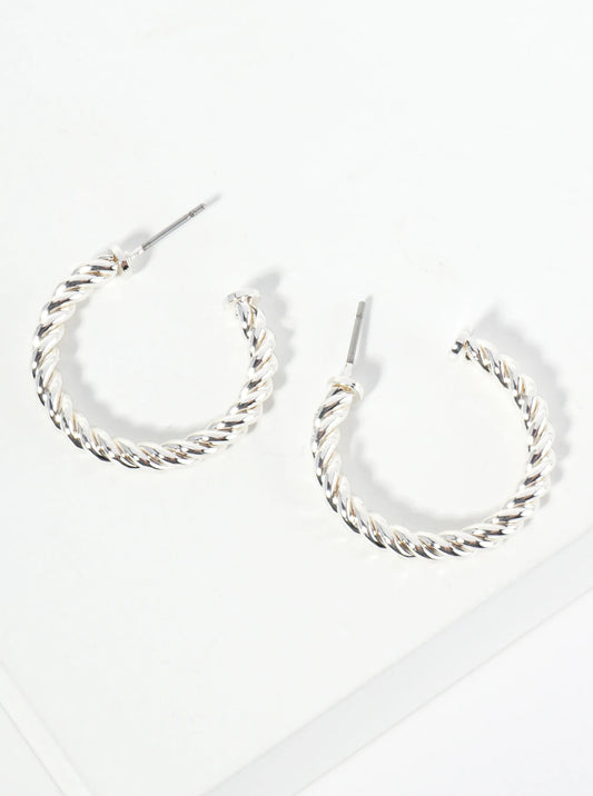 25mm Rope Textured Open Hoop Earrings