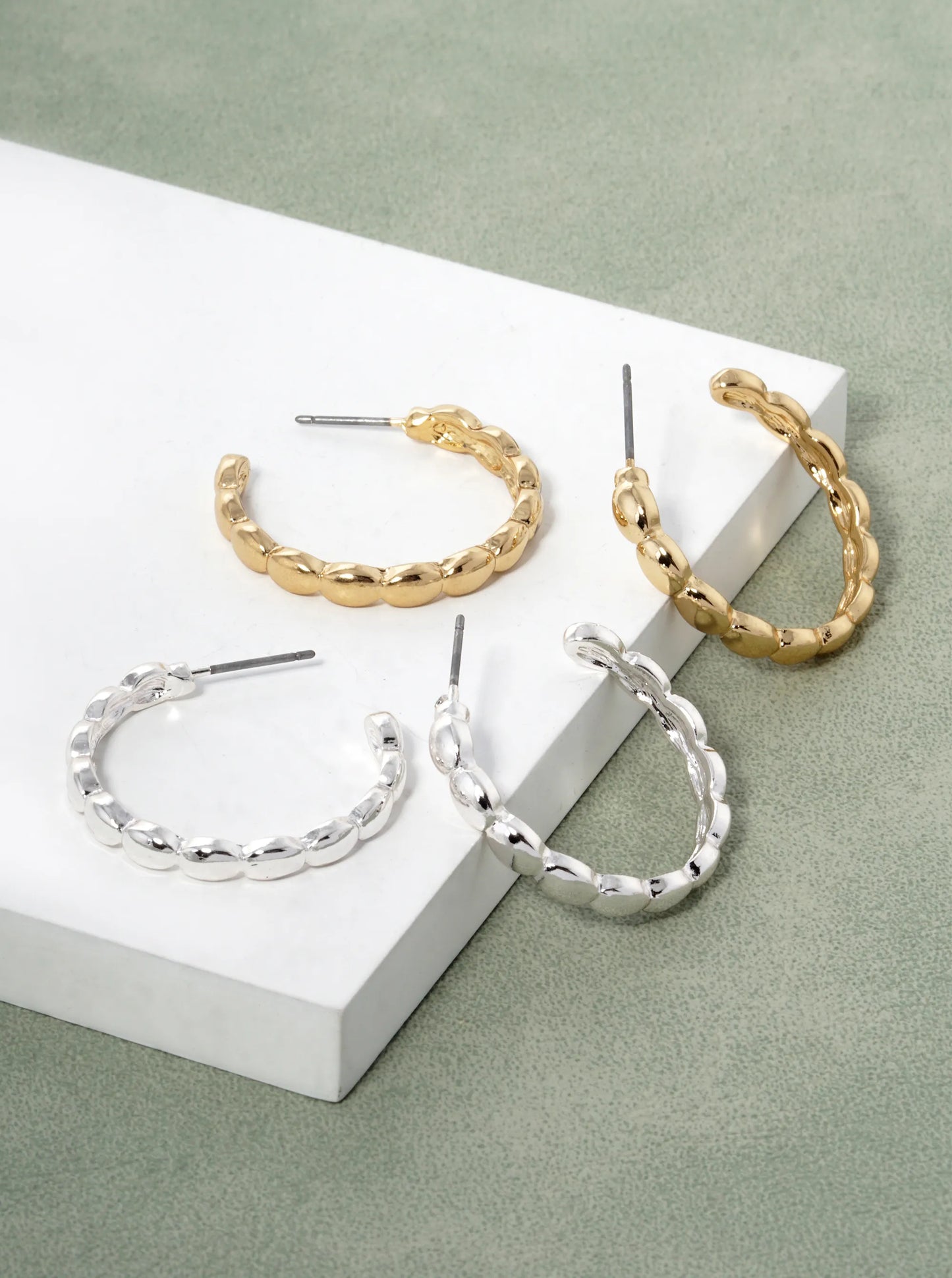 25mm Shiny Ball Hoop Earrings