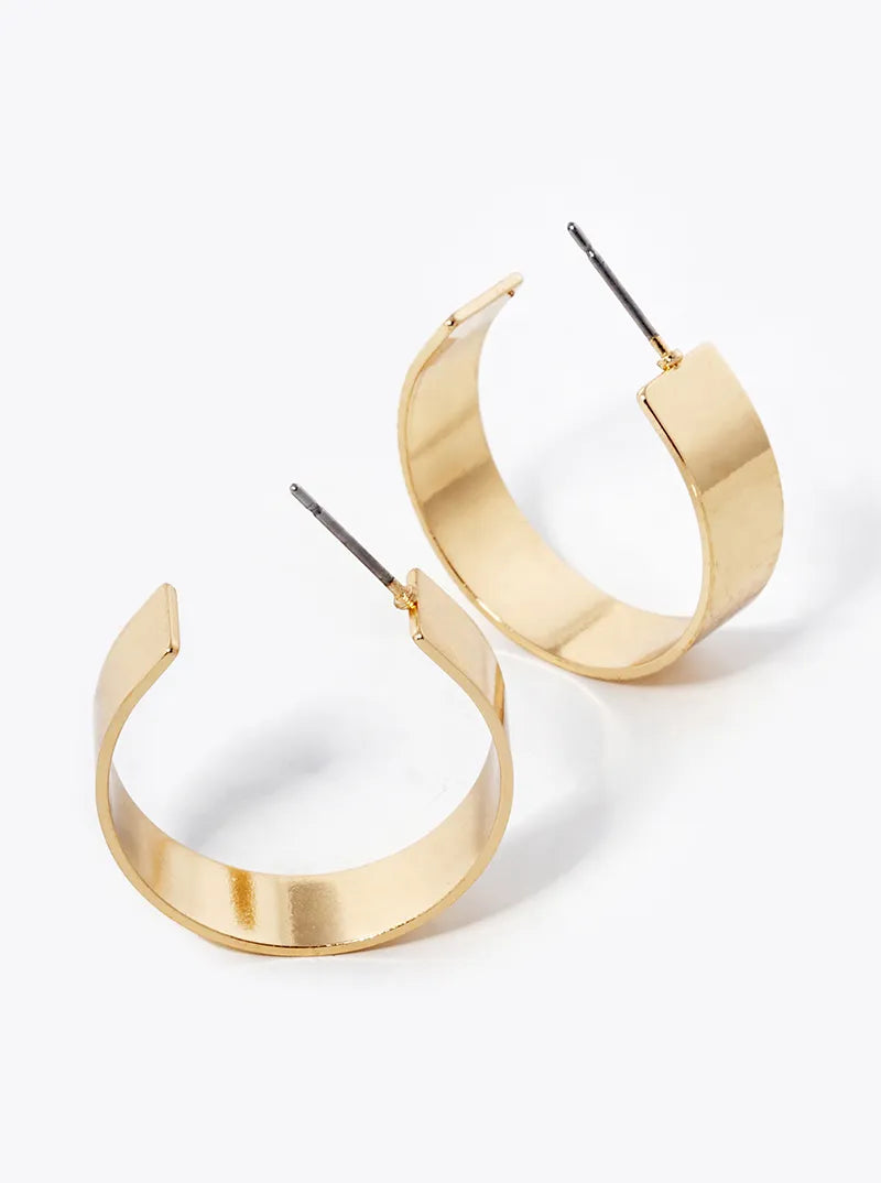 25mm Simple Wide Brass Hoop Earrings