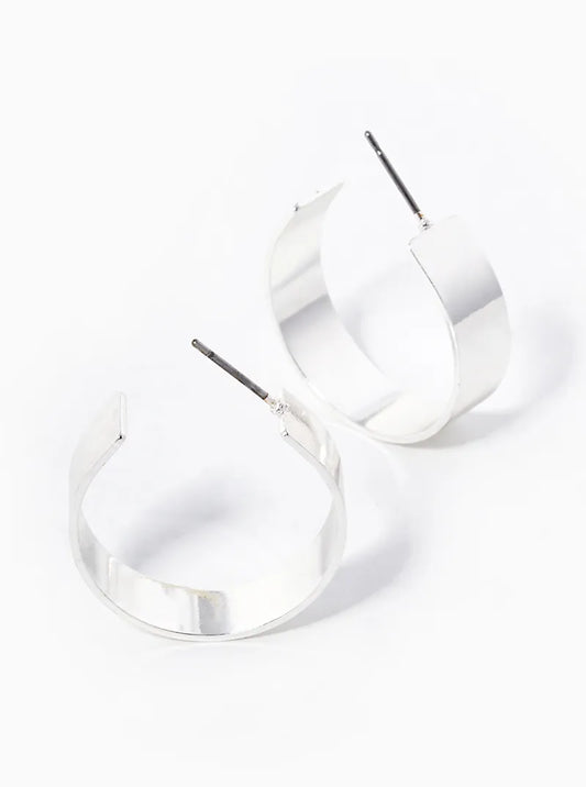 25mm Simple Wide Brass Hoop Earrings