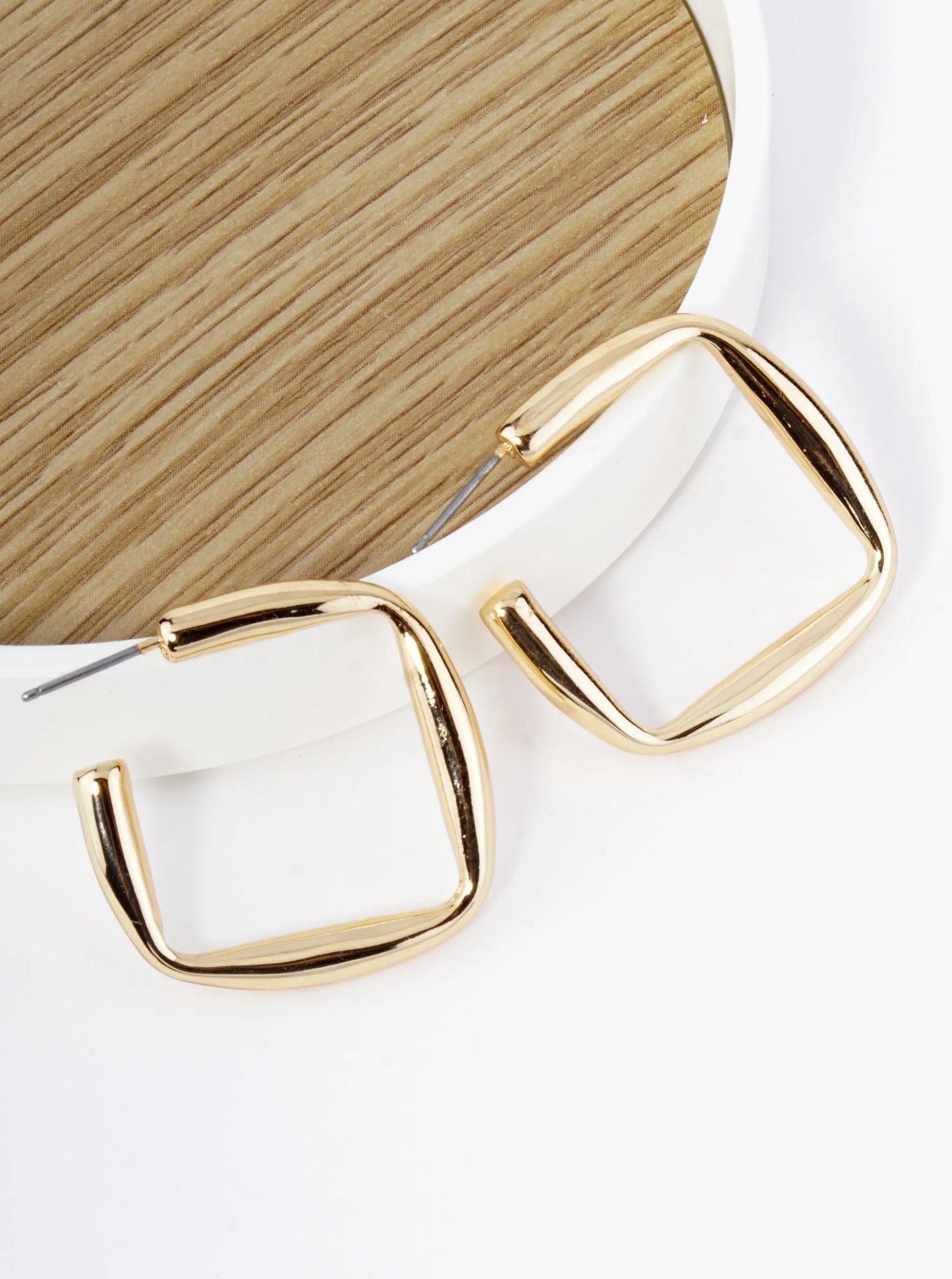 25mm Square Shape Hollow Brass Open Hoop Earrings