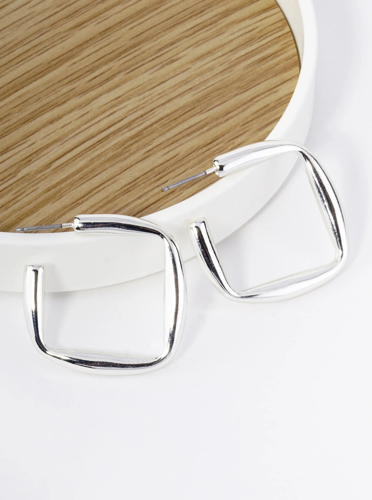 25mm Square Shape Hollow Brass Open Hoop Earrings