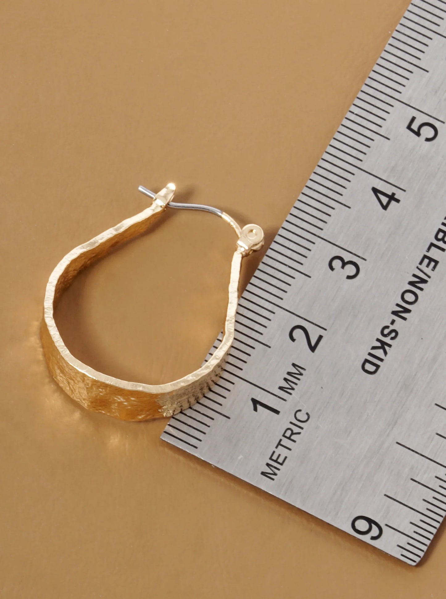 25mm Textured Metal Latch Back Hoop Earrings