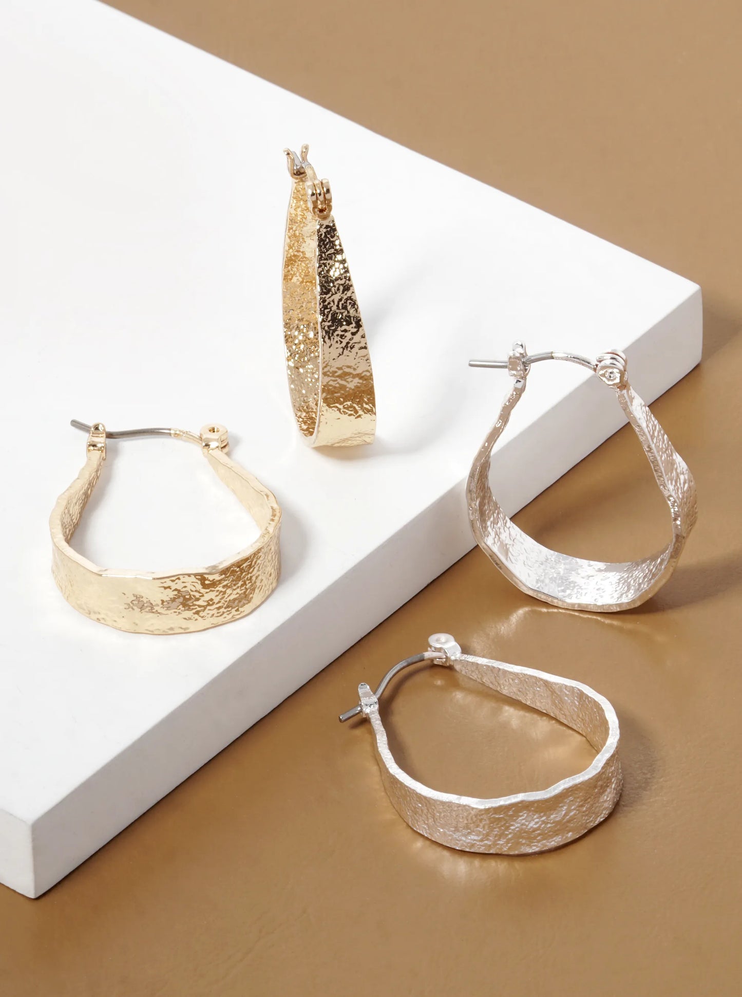 25mm Textured Metal Latch Back Hoop Earrings