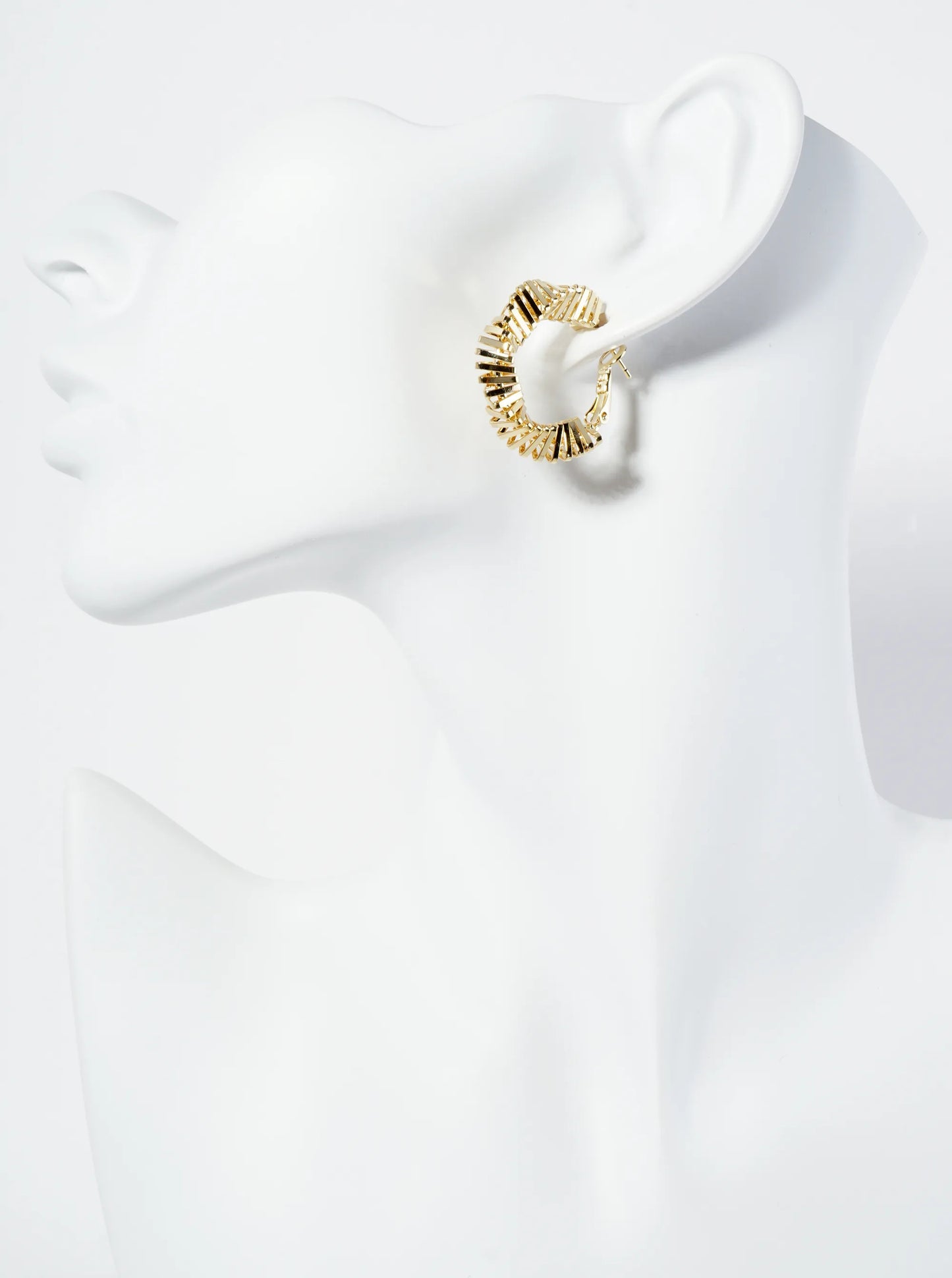 25mm Triangle Wire Twist Wrapped 14K-Gold-Dipped Latch-Back Hoop Earrings