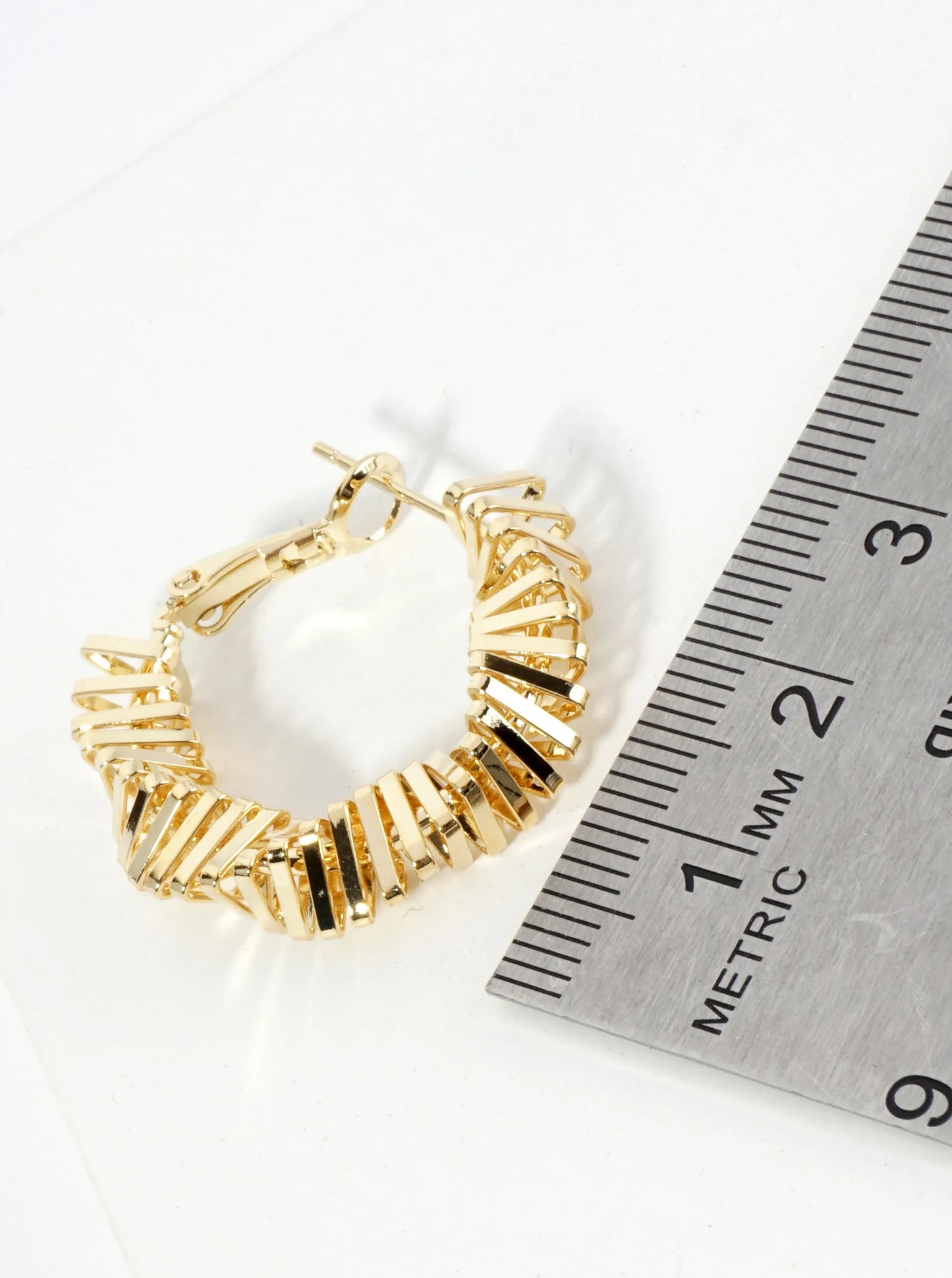 25mm Triangle Wire Twist Wrapped 14K-Gold-Dipped Latch-Back Hoop Earrings