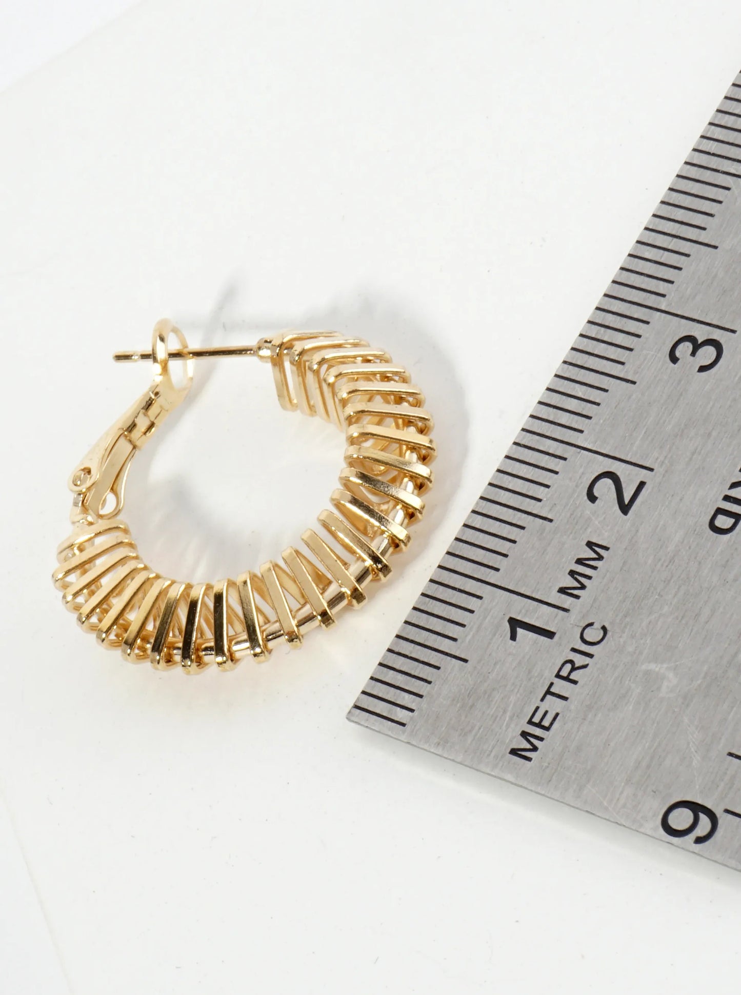 25mm Triangle Wire Wrapped 14K-Gold-Dipped Latch-Back Hoop Earrings