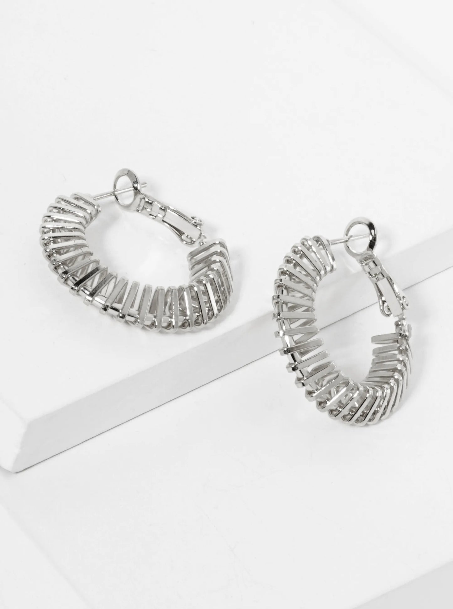 25mm Triangle Wire Wrapped Latch Back Hoop Earrings