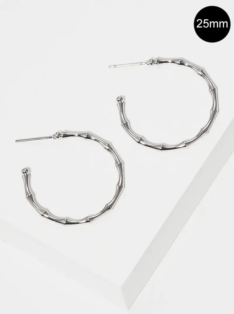 25mm Twig Branch Metal Open Hoop Earrings