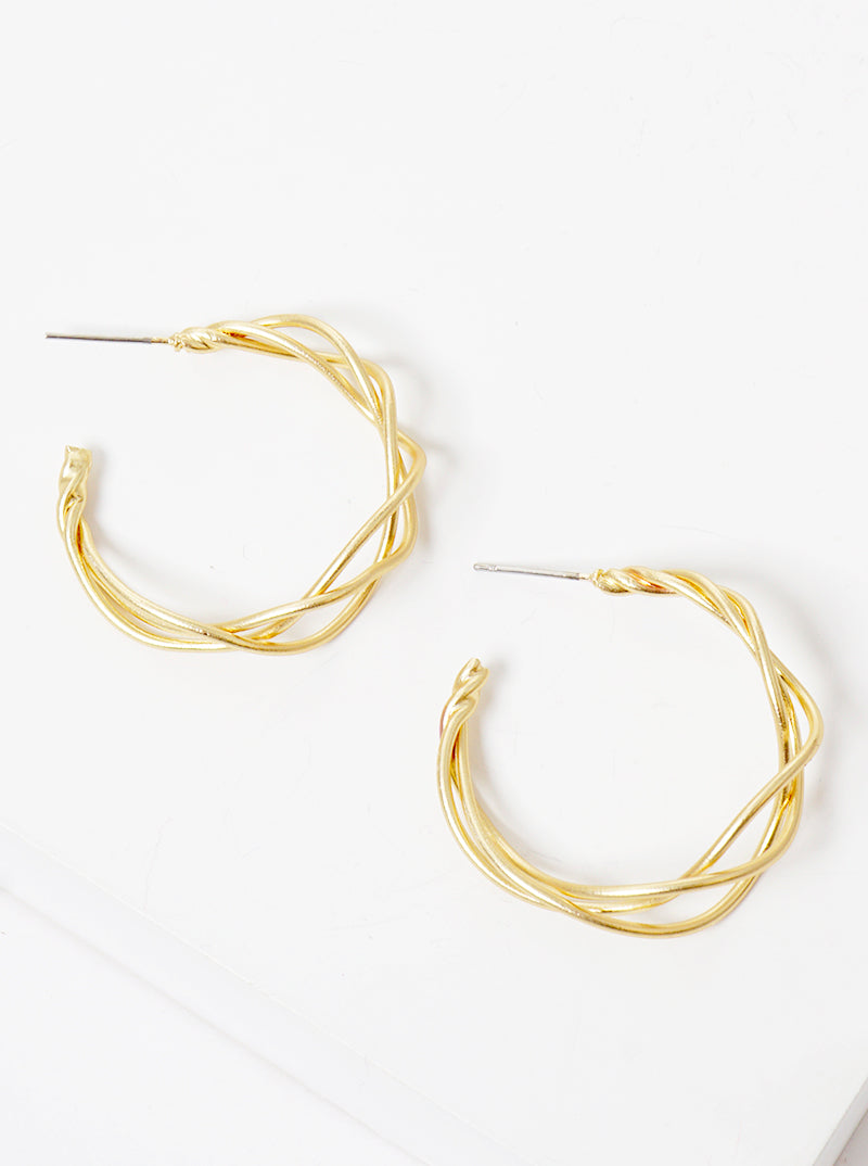 25mm Twist Wire Lightweight Brass Hoop Earrings