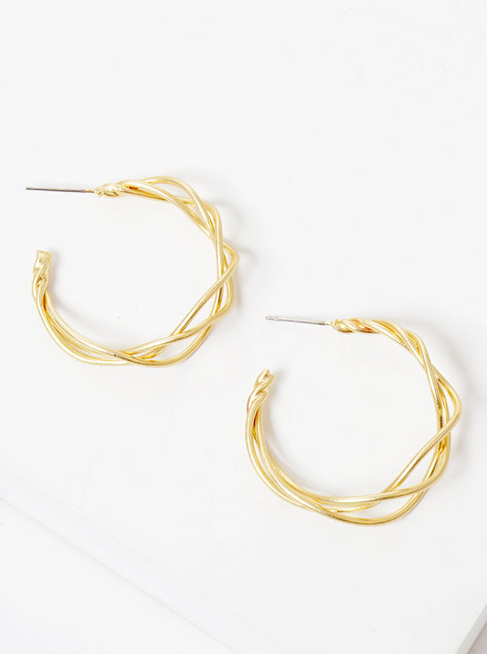 25mm Twist Wire Lightweight Brass Hoop Earrings