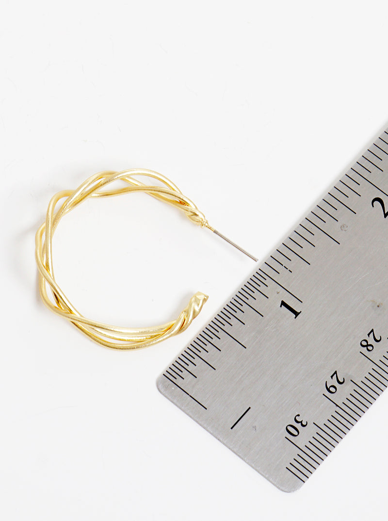 25mm Twist Wire Lightweight Brass Hoop Earrings