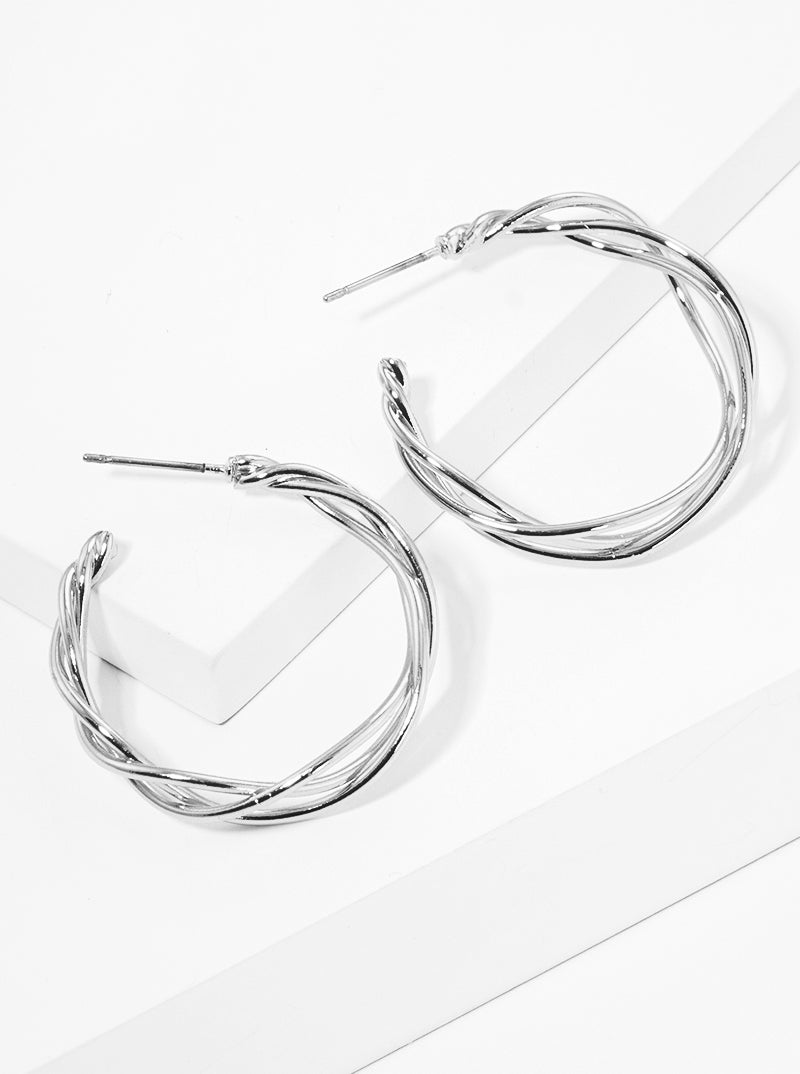 25mm Twist Wire Lightweight Brass Hoop Earrings