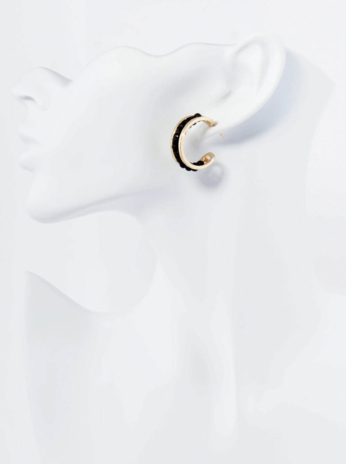 25mm Wood Beaded Open Hoop Earrings