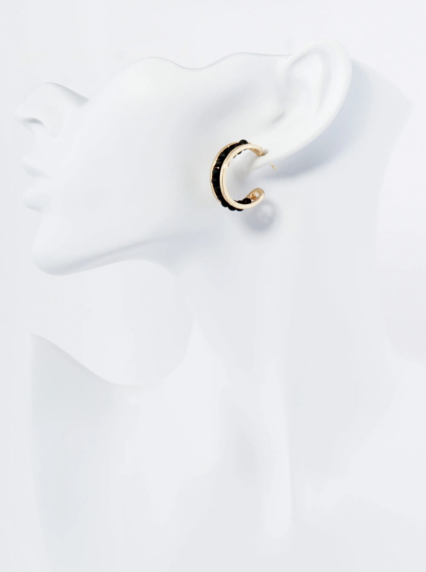 25mm Wood Beaded Open Hoop Earrings