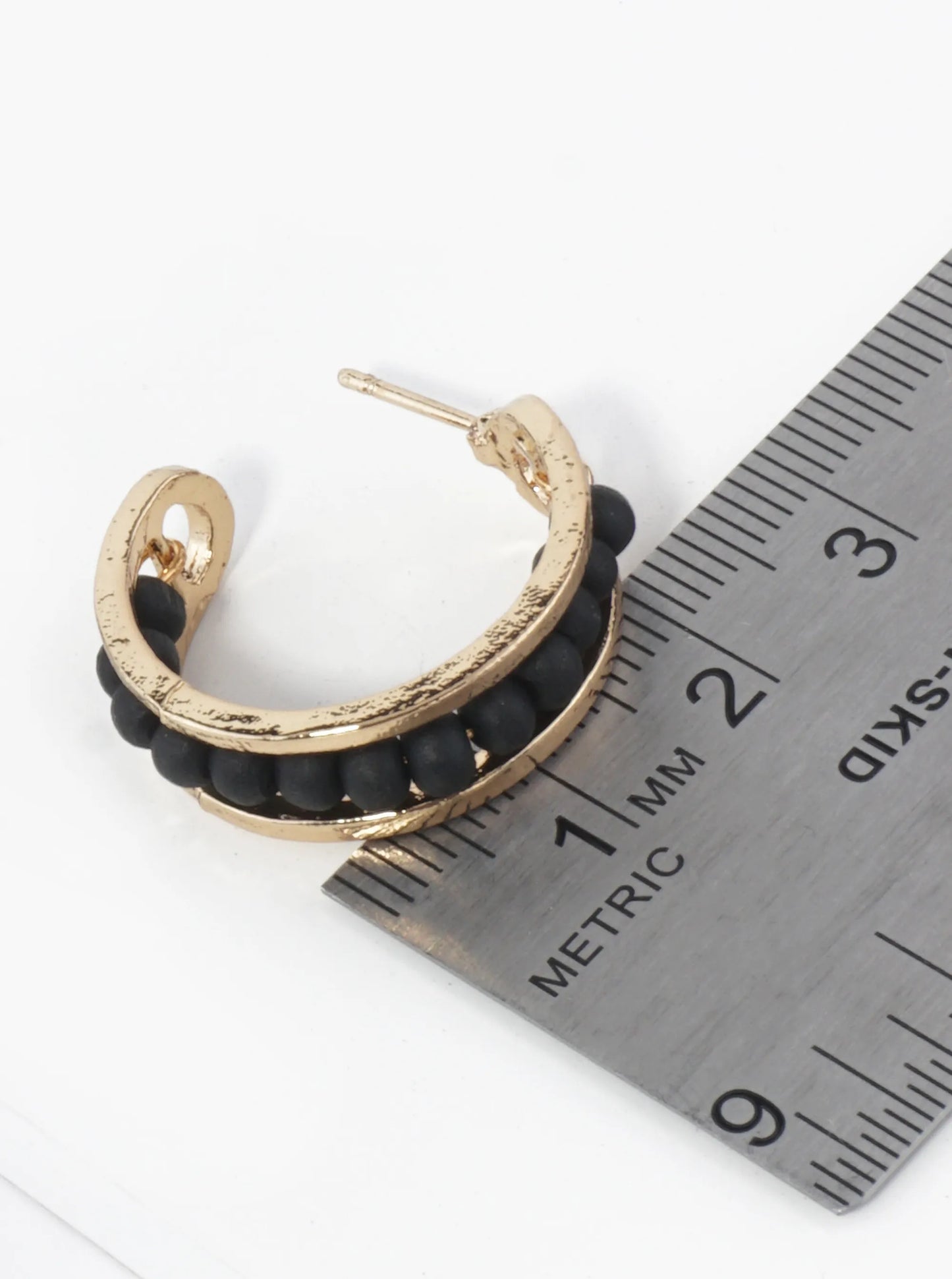 25mm Wood Beaded Open Hoop Earrings
