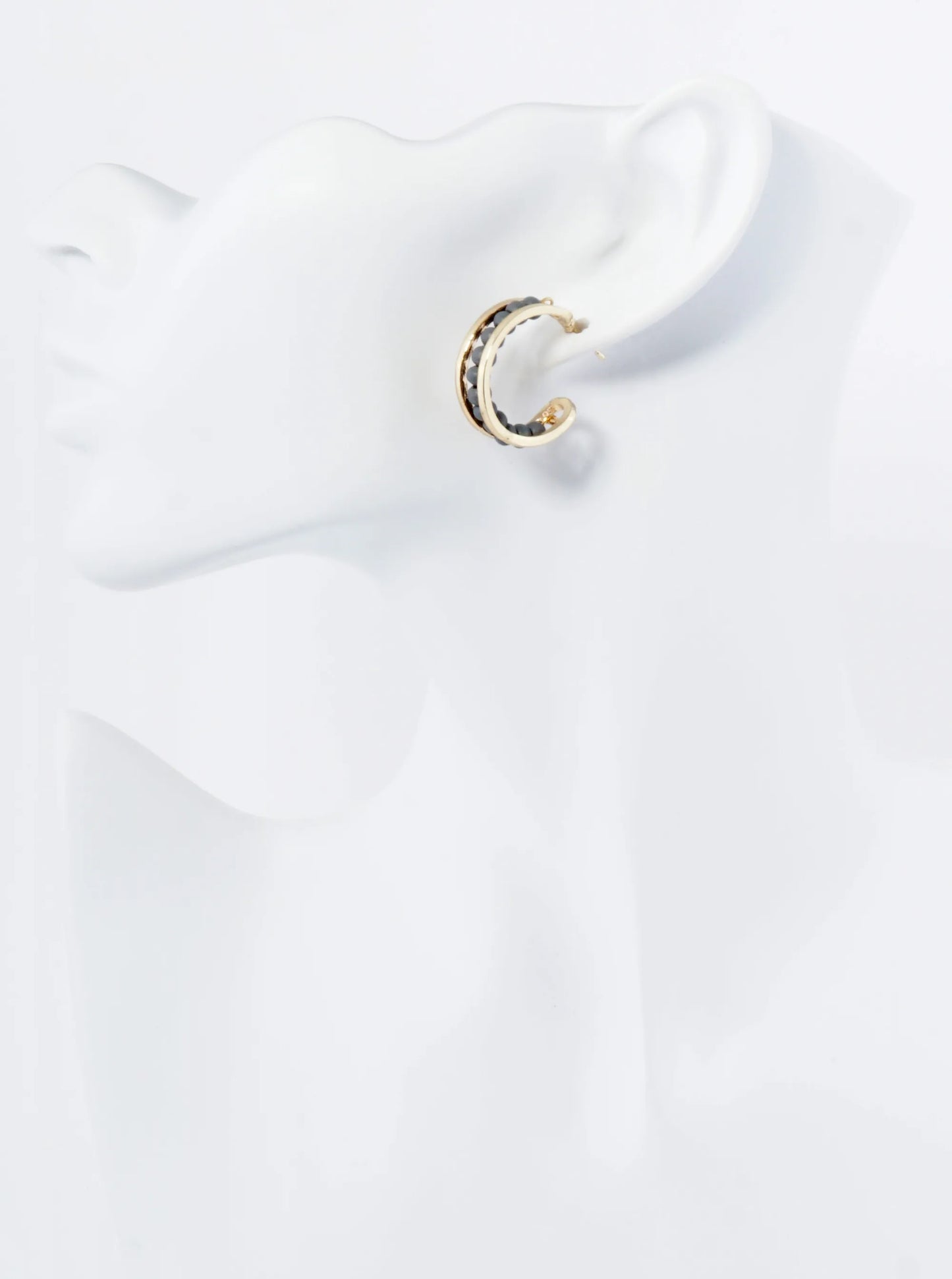 25mm Wood Beaded Open Hoop Earrings