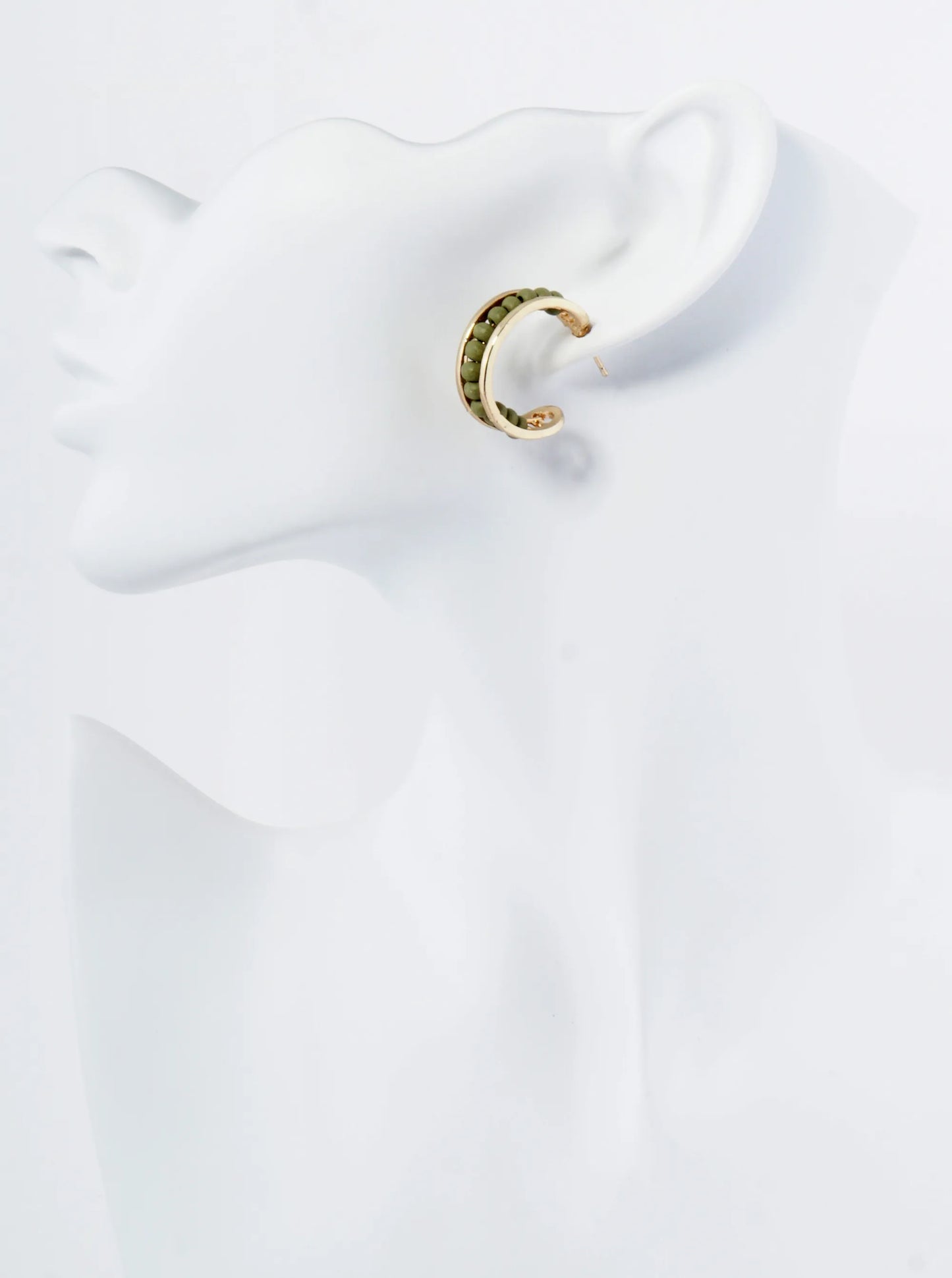 25mm Wood Beaded Open Hoop Earrings