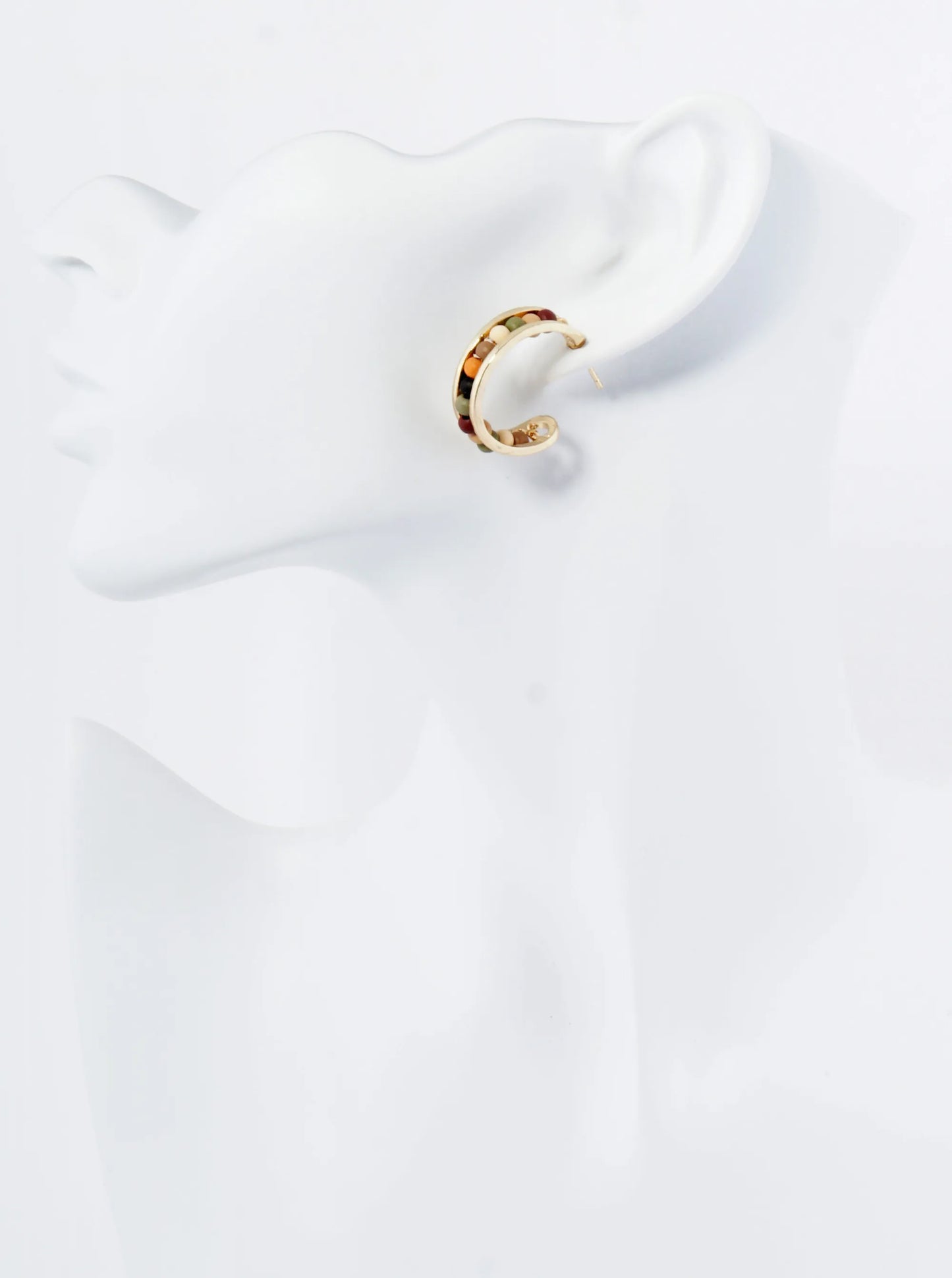 25mm Wood Beaded Open Hoop Earrings