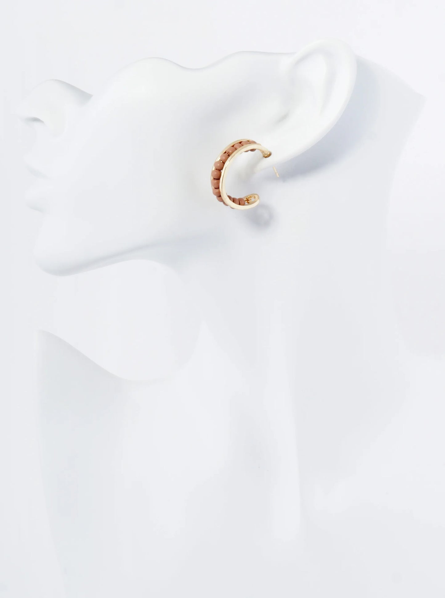 25mm Wood Beaded Open Hoop Earrings