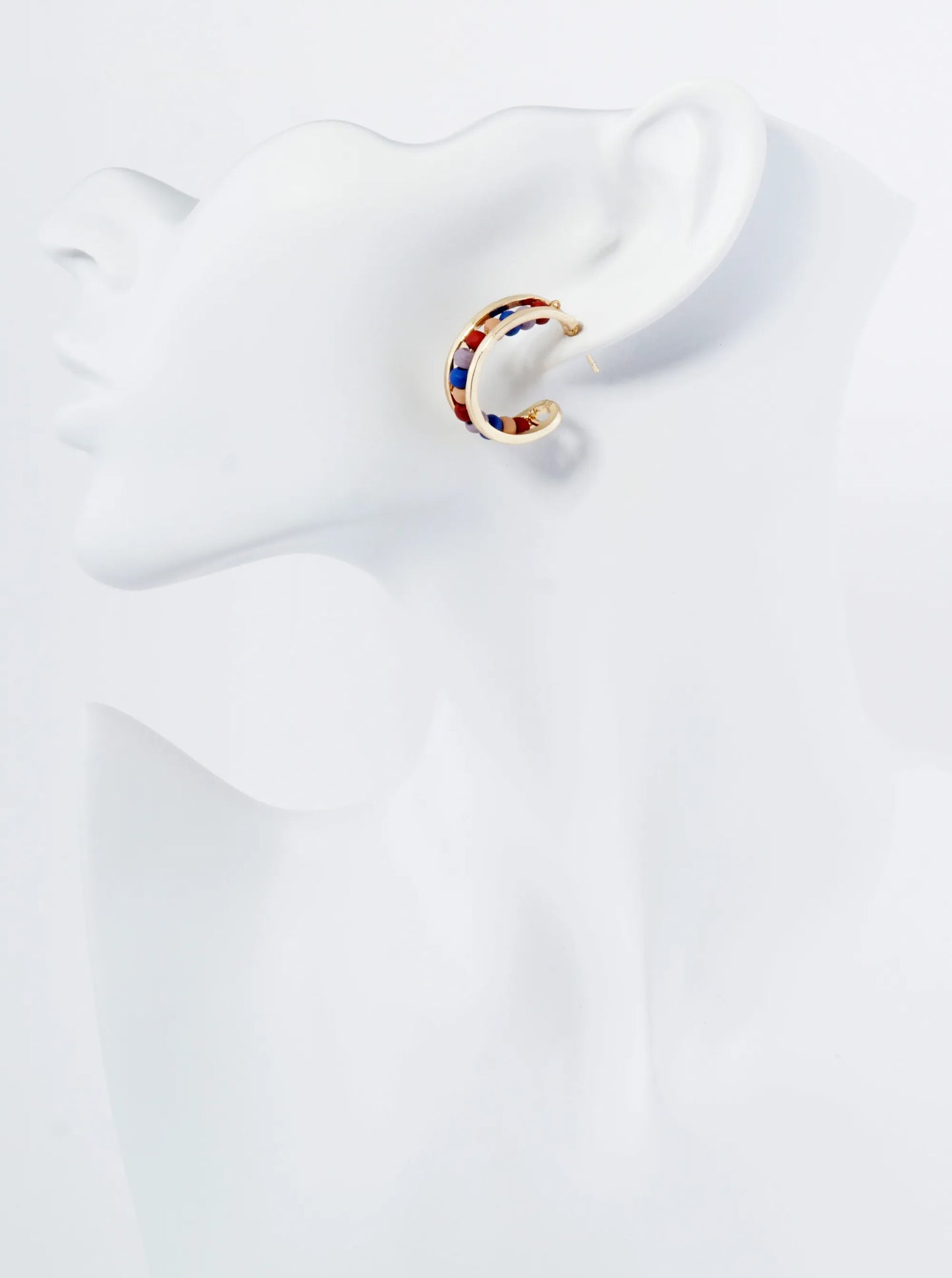 25mm Wood Beaded Open Hoop Earrings