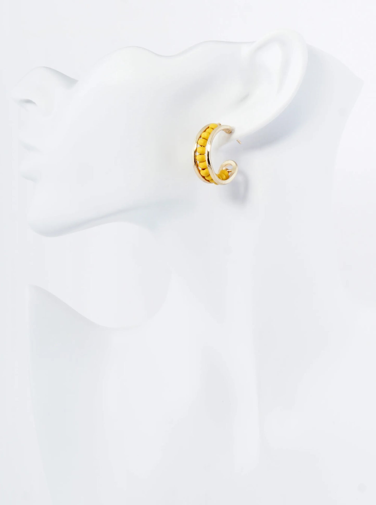 25mm Wood Beaded Open Hoop Earrings