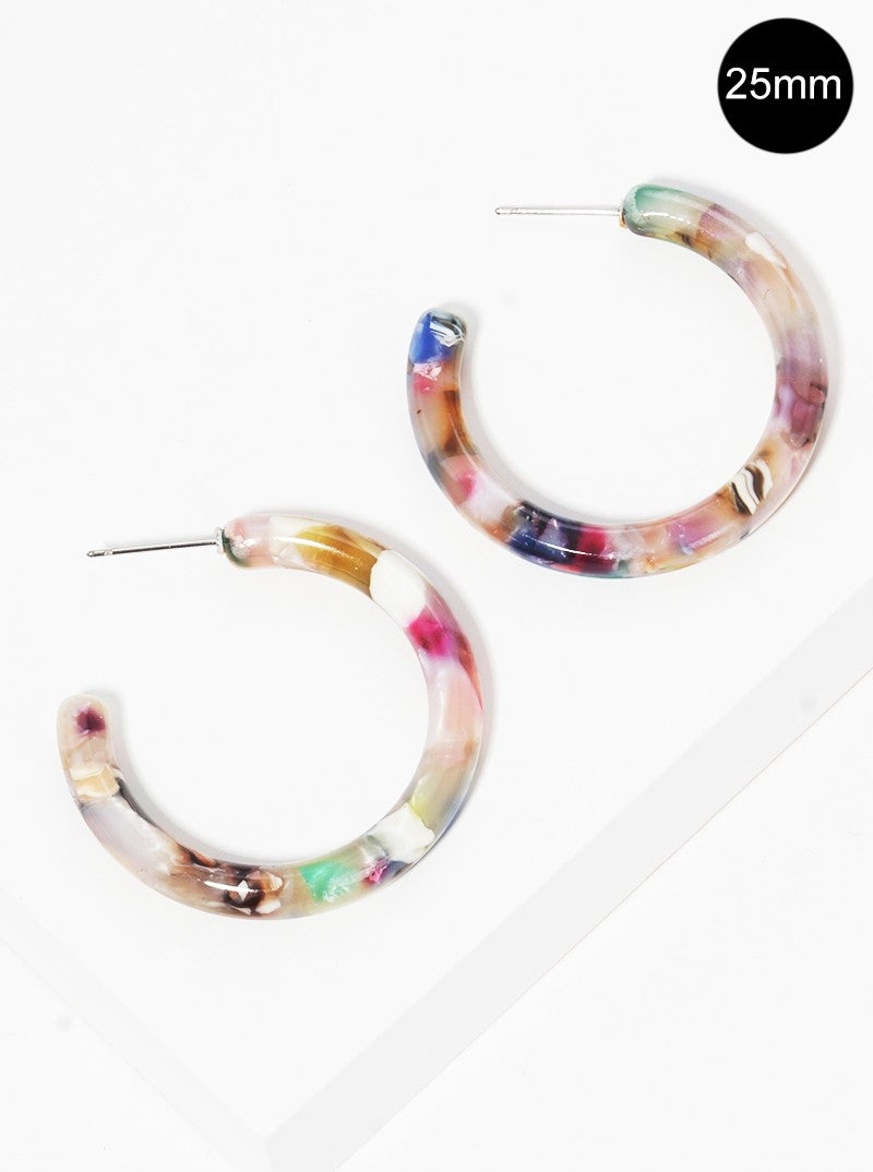 25mm Cellulose Acetate Open Hoop Earrings