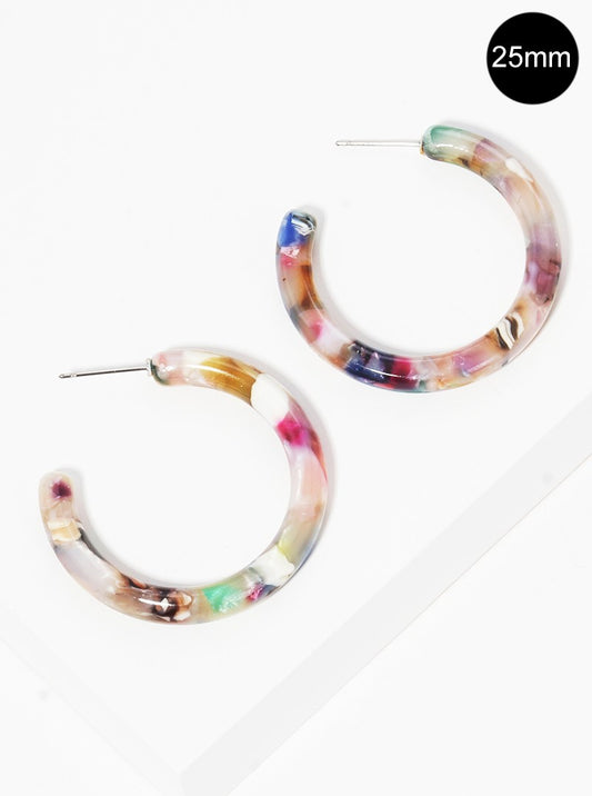 25mm Cellulose Acetate Open Hoop Earrings