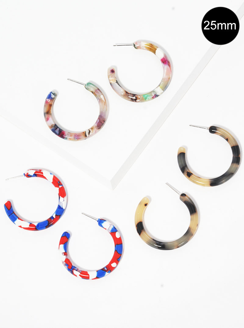 25mm Cellulose Acetate Open Hoop Earrings
