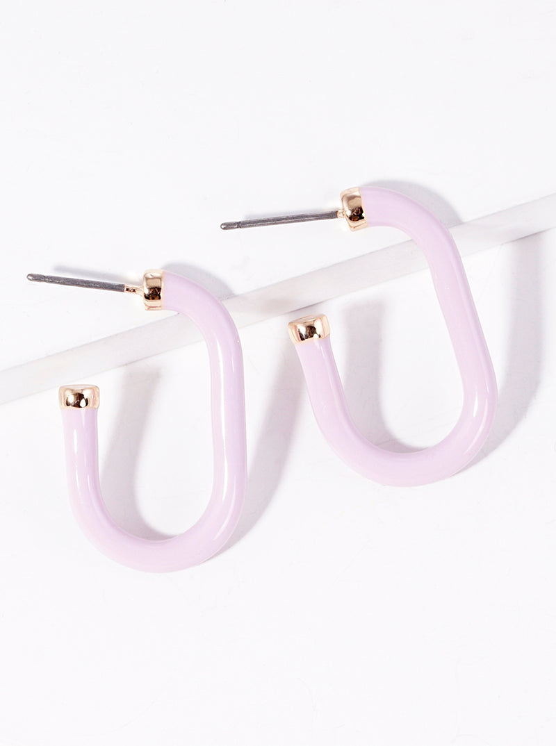 25mm Enamel Filled Stadium Shaped Open Hoop Earrings