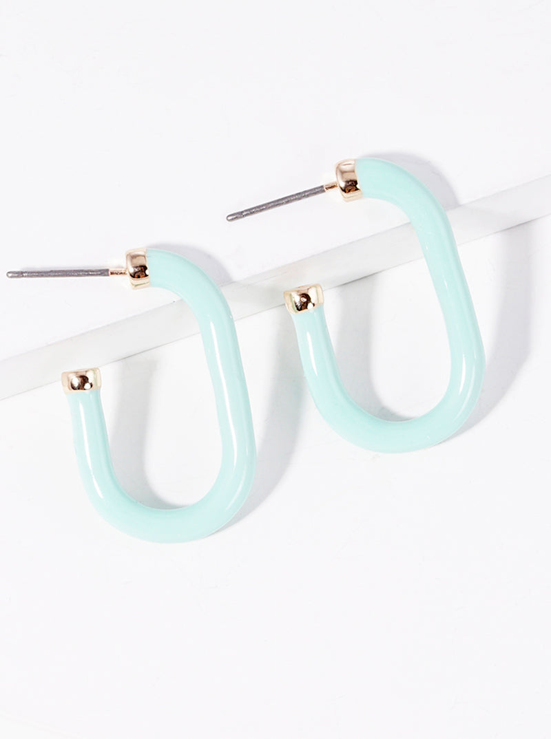 25mm Enamel Filled Stadium Shaped Open Hoop Earrings