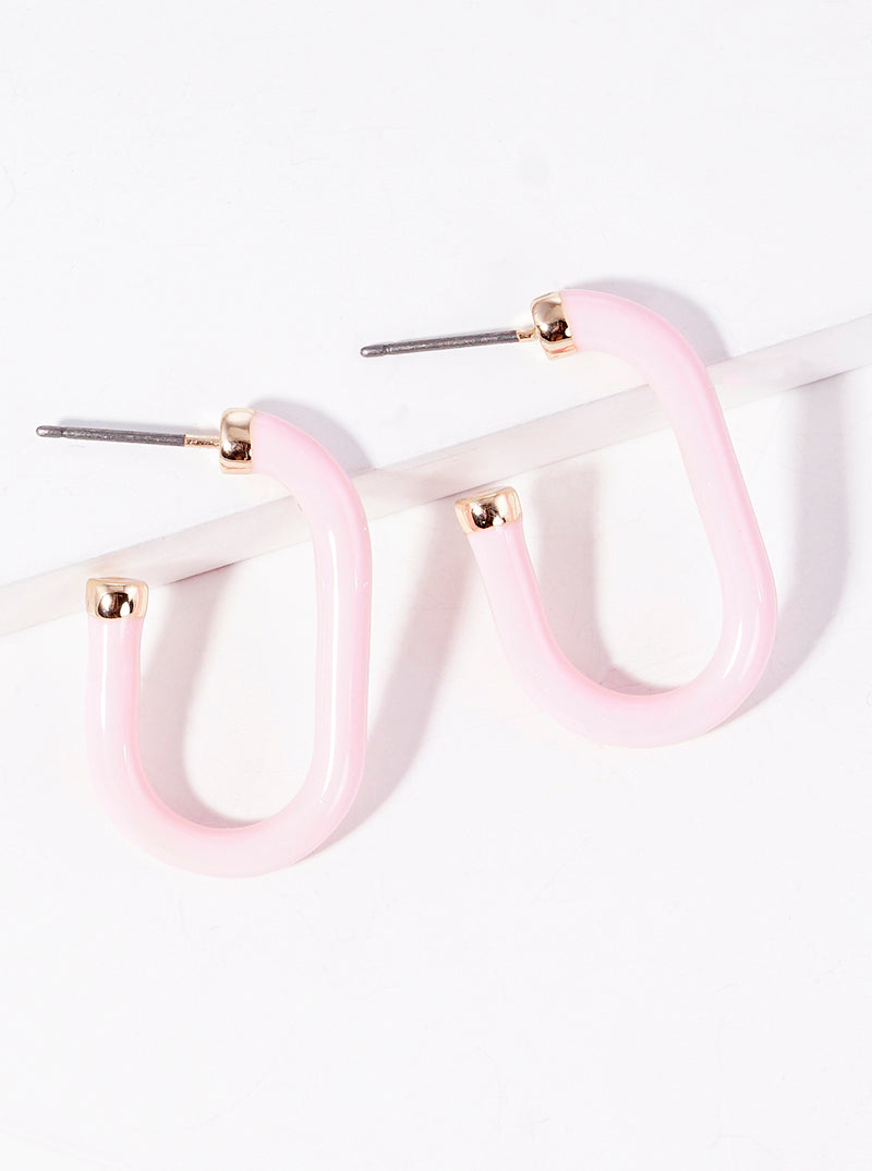 25mm Enamel Filled Stadium Shaped Open Hoop Earrings