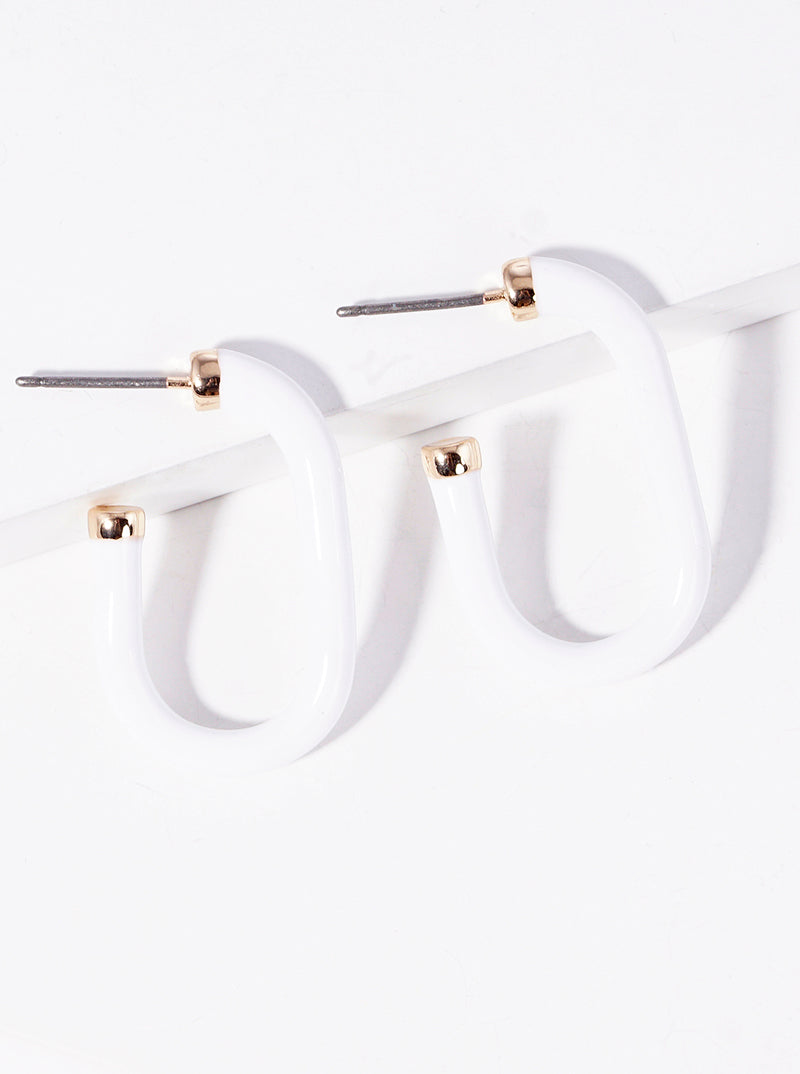 25mm Enamel Filled Stadium Shaped Open Hoop Earrings