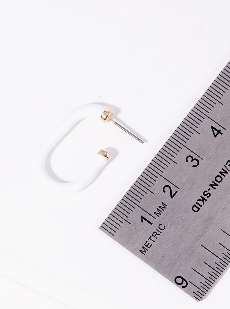 25mm Enamel Filled Stadium Shaped Open Hoop Earrings